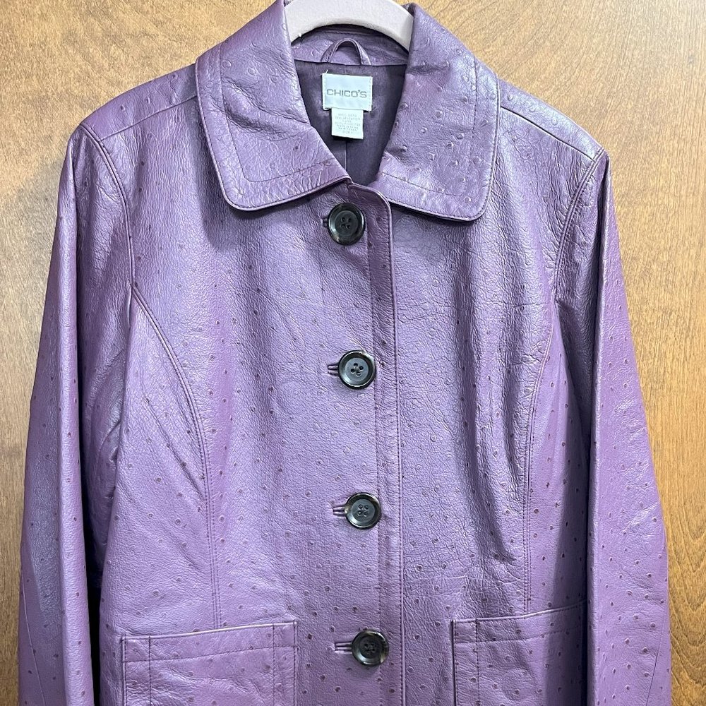 Chico's Purple Leather (genuine) Jacket
